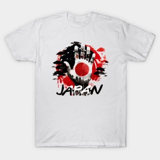 Japan - Iconic Red Sun - hand up - Ink Painting T-Shirt